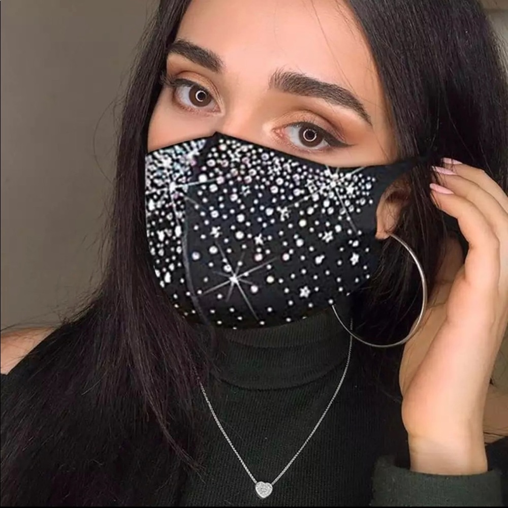 Face NWT Mask Rhinestone Elastic Reusable Washable